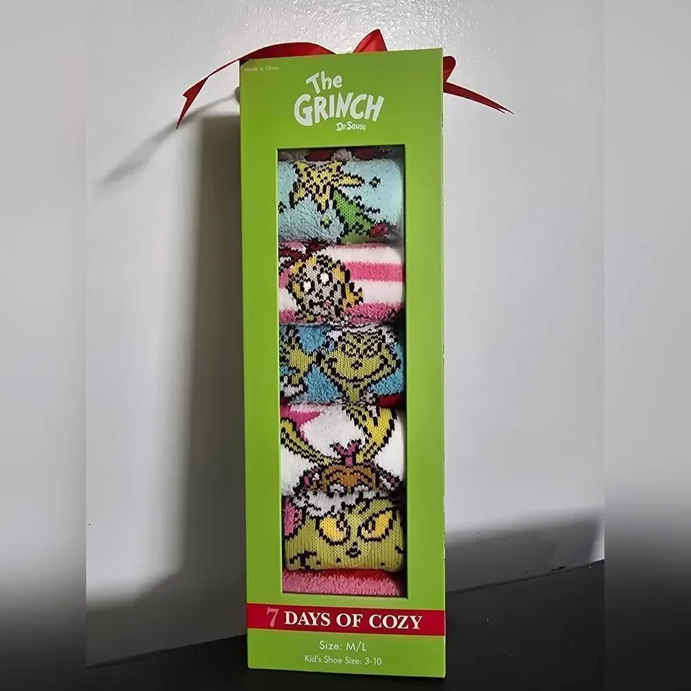 New Girls' Grinch 7 Days Of Cozy Kids Socks M/L 3-10